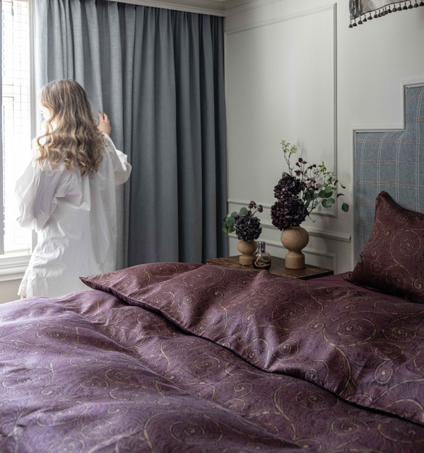 Borås Cotton Bianca bäddset 150x210/50x60 Aubergine 