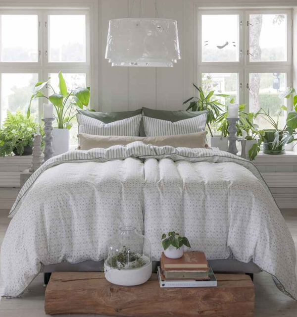 Borås Cotton Arosa bäddset 150x210/50x60 Grön 