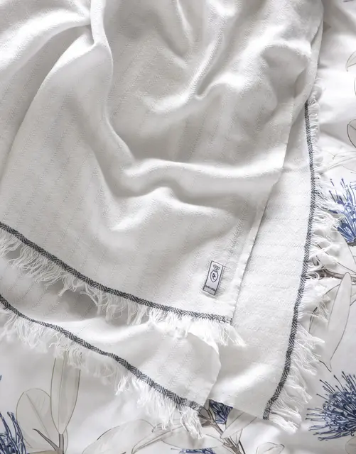 Borås Cotton Canasta pläd 130x240 White 