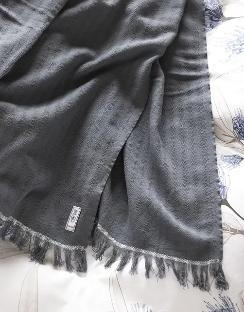 Borås Cotton Canasta pläd 130x240 Jeans blue 