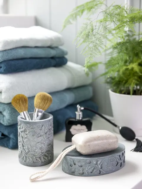 Borås Cotton Hamam tvålkopp Grey stone embossed 