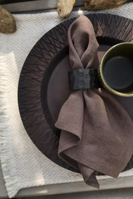 Halvor Bakke Fagerborg linneservett 2pk 45x45 Brun 