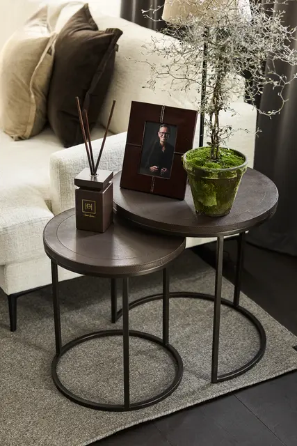 Halvor Bakke ramme i skinn II foto 10x15 20x25 skinn med søm 