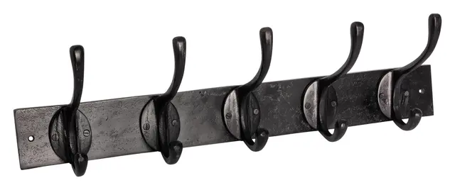 Halvor Bakke Høgevarde knaggrekke metall 5 knagger Sort vintage 