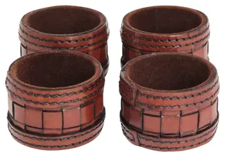 Halvor Bakke serviettringer skinn 4-pk Oak i gaveeske