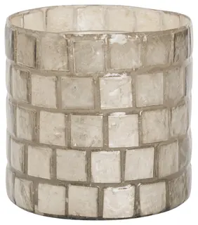 Halvor Bakke Velsao sm&#229;rutet lyslykt 10x10 Beige/Natur Capiz