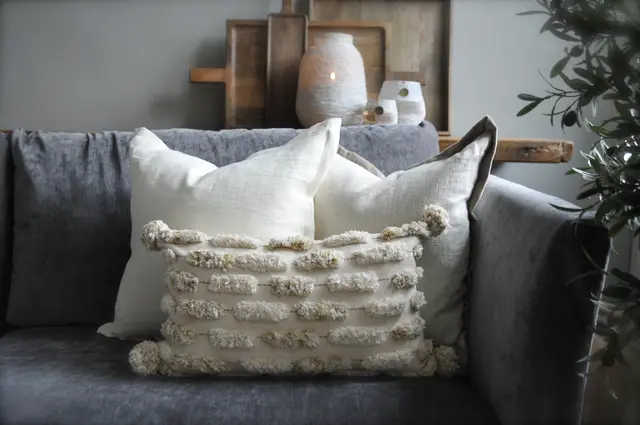 Lama putetrekk lin med fløyels flap 50x50 Beige 
