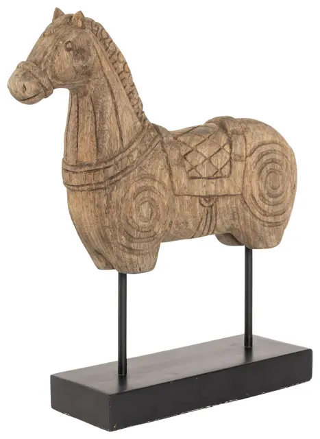 Lama håndlaget hest på stativ H38 Natur 