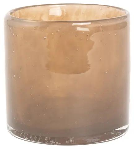 Lama telysholder glass 10x10 Nøttebrun