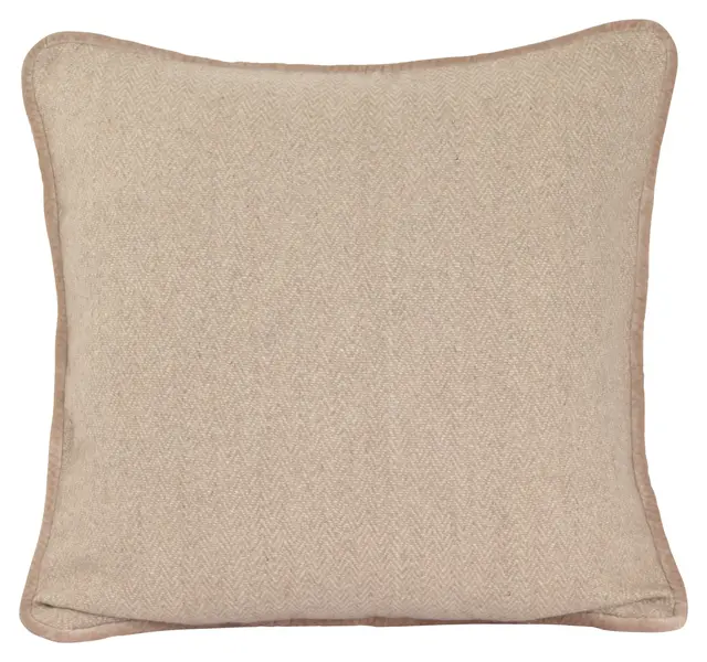 Lama putetrekk fiskeben fløyel kant 50x50 Beige 