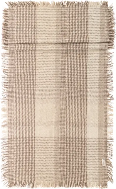 Lama Hasselt bordløper i resirk. ull 50x140 Beige glencheck 