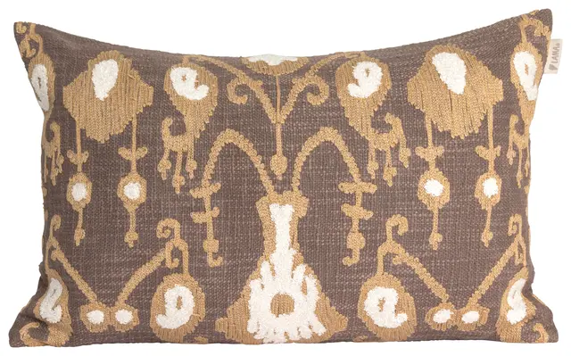 Lama putetrekk brodert bomull 40x60 Brun 