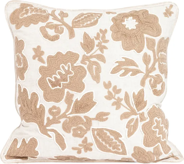 Lama putetrekk brodert bomull 50x50 Beige 