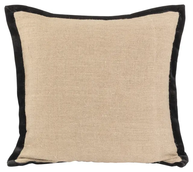 Lama putetrekk grov med fløyelkant 50x50 Sort fløyelskant 