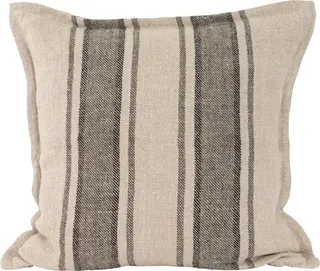 Lama putetrekk grov lin med stripe 50x50 Sort/Gr&#248;nn