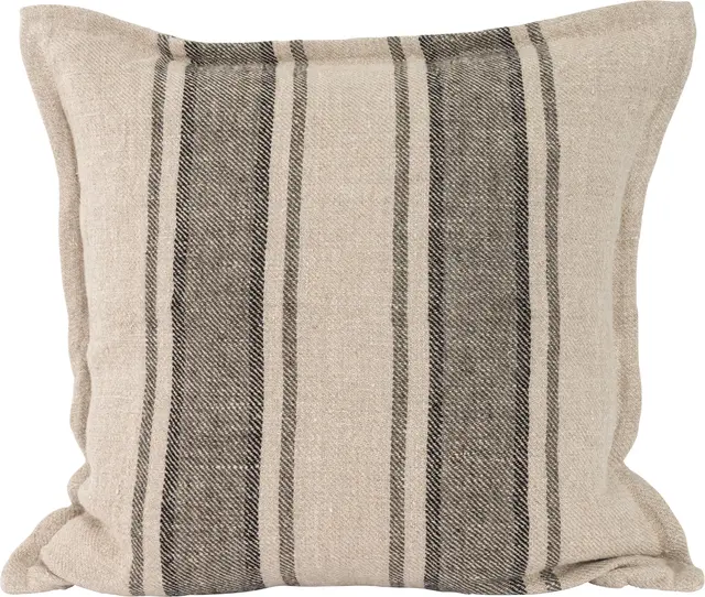 Lama putetrekk grov lin med stripe 50x50 Sort/Grønn 
