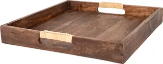 Lama Torbole brett med rattan h&#229;ndtak 36x36 Brun