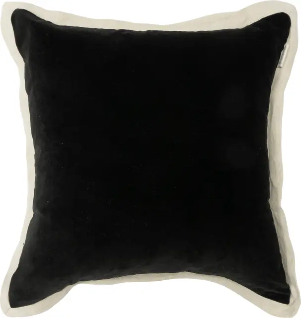 Lama Putetrekk fløyel bomull svart med linkant 50x50 