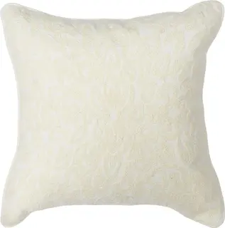 Lama Putetrekk Hvit dekor bomull hvit med offwhite dekor 50x50