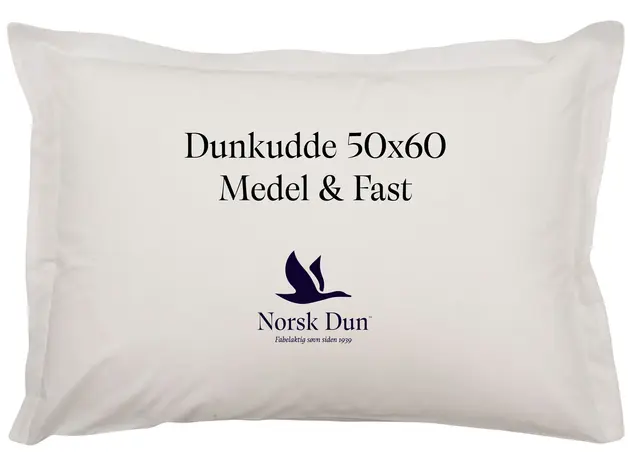Norsk Dun örngott vit med tryck 50x60 Medel & Fast 
