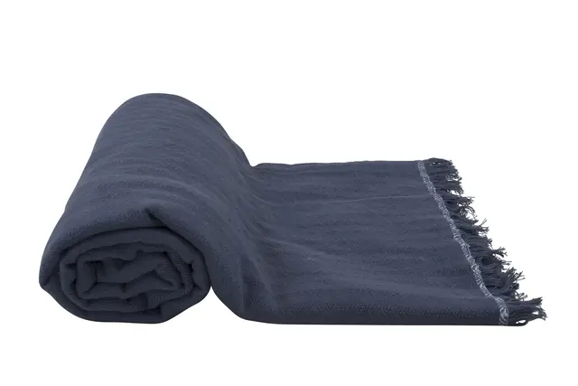 Borås Cotton Canasta pläd 130x240 Jeans blue 