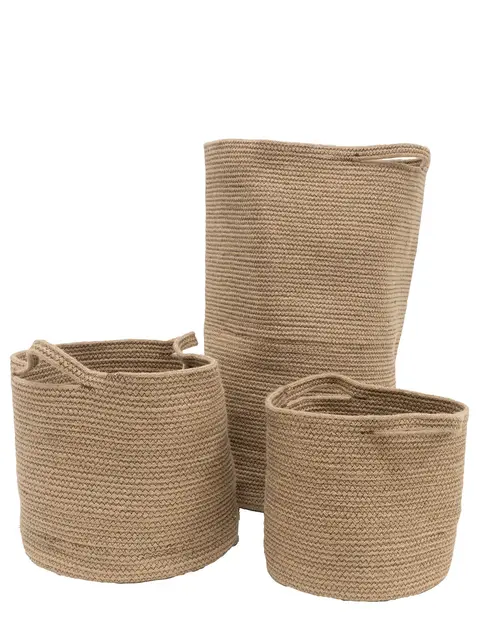 Indo korgset 3-pack Natur m/brun søm 