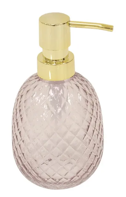 Nina tvåldispenser Guld/ rosa glas 